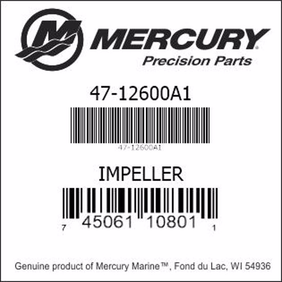 Bar codes for Mercury Marine part number 47-12600A1