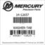 Mercury Marine part number 14-12657 WASHER-TAB Bar codes for Mercury Marine part number 14-12657