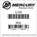 Bar codes for Mercury Marine part number 12708