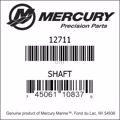 Bar codes for Mercury Marine part number 12711