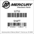 Bar codes for Mercury Marine part number 12711