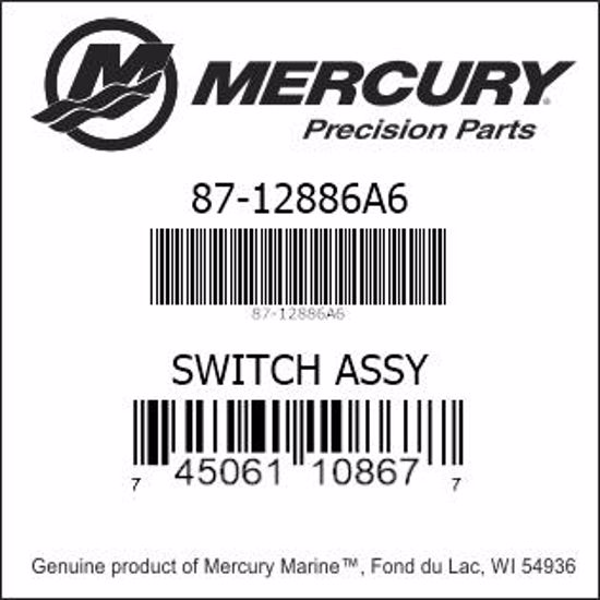Bar codes for Mercury Marine part number 87-12886A6