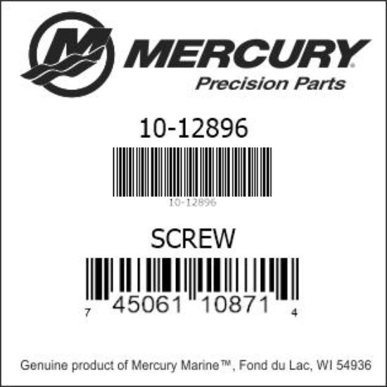 Bar codes for Mercury Marine part number 10-12896