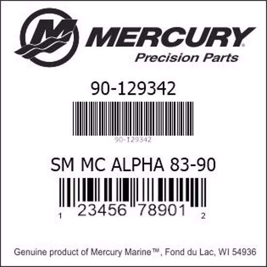 Bar codes for Mercury Marine part number 90-129342