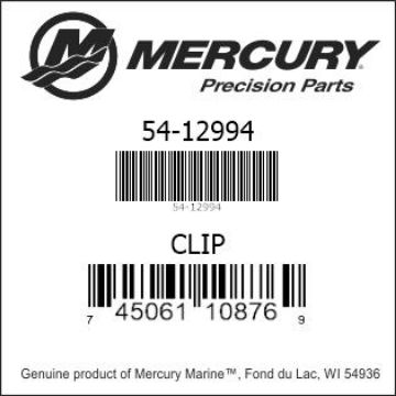 Mercury Marine part number 54-12994 CLIP Bar codes for Mercury Marine part number 54-12994