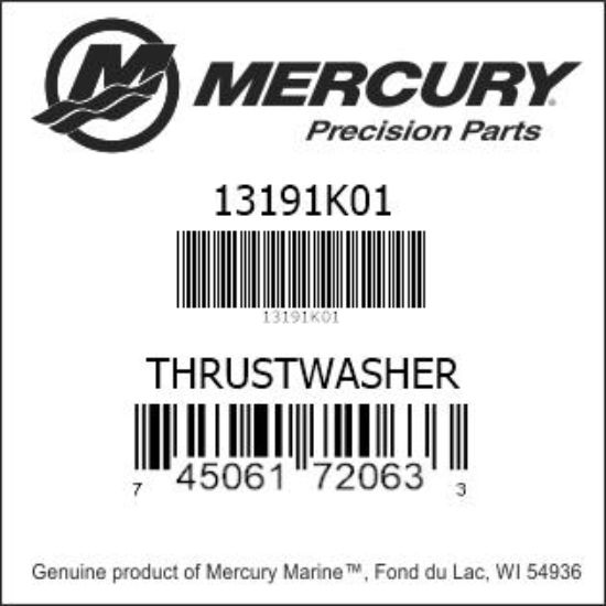 Bar codes for Mercury Marine part number 13191K01