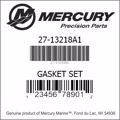 Bar codes for Mercury Marine part number 27-13218A1