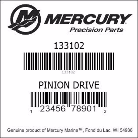 Bar codes for Mercury Marine part number 133102