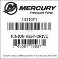 Bar codes for Mercury Marine part number 13310T1
