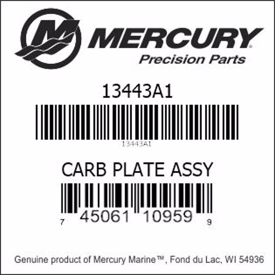Bar codes for Mercury Marine part number 13443A1