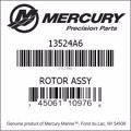 Bar codes for Mercury Marine part number 13524A6