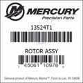 Bar codes for Mercury Marine part number 13524T1