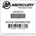 Bar codes for Mercury Marine part number 13524T12