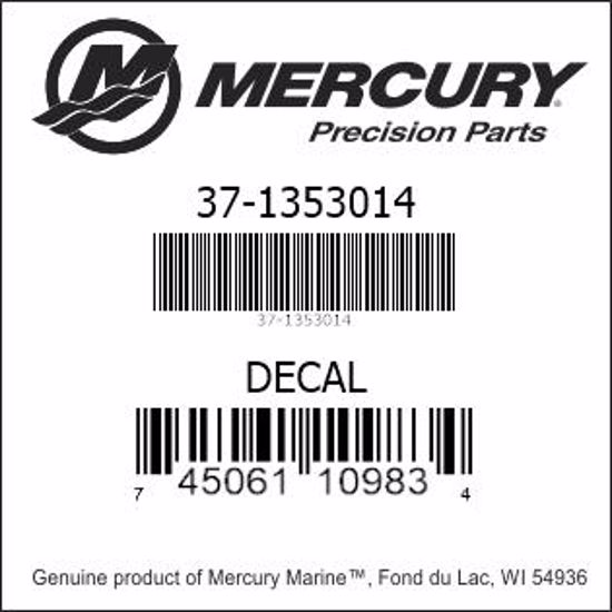 Bar codes for Mercury Marine part number 37-1353014