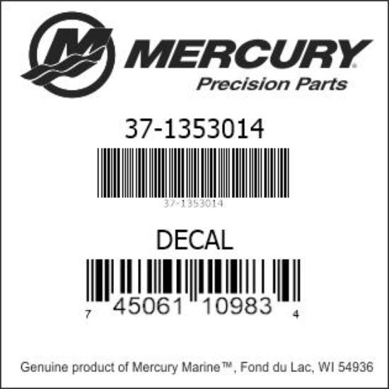 Bar codes for Mercury Marine part number 37-1353014