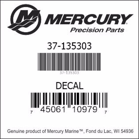 Bar codes for Mercury Marine part number 37-135303