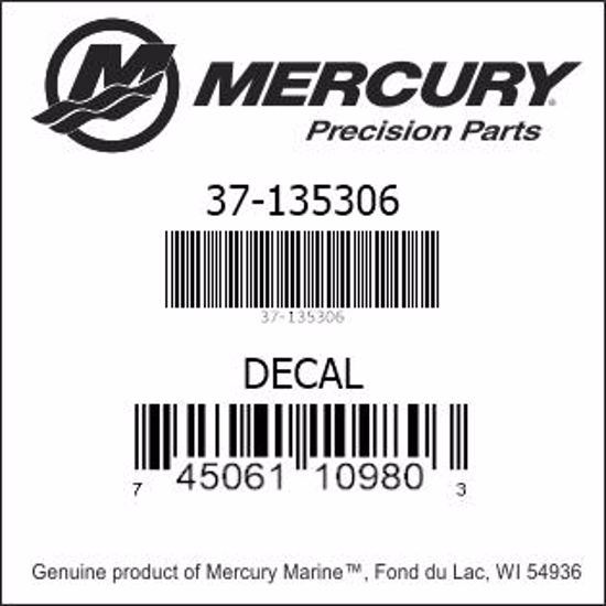 Bar codes for Mercury Marine part number 37-135306