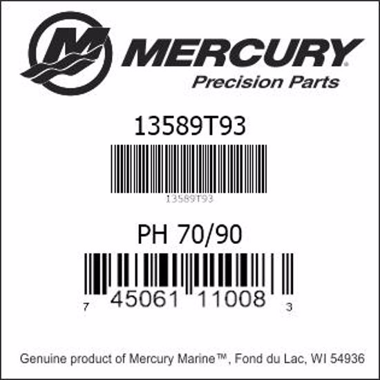 Bar codes for Mercury Marine part number 13589T93