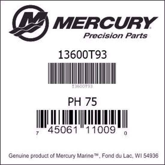 Bar codes for Mercury Marine part number 13600T93