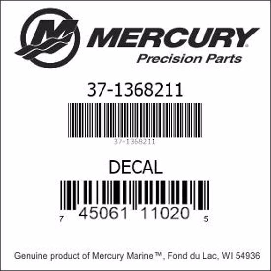 Bar codes for Mercury Marine part number 37-1368211
