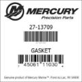 Bar codes for Mercury Marine part number 27-13709