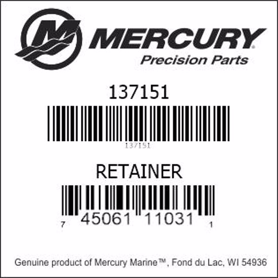 Bar codes for Mercury Marine part number 137151