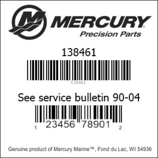 Bar codes for Mercury Marine part number 138461