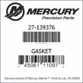 Bar codes for Mercury Marine part number 27-139376