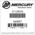 Bar codes for Mercury Marine part number 27-139376