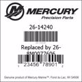 Bar codes for Mercury Marine part number 26-14240