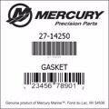 Bar codes for Mercury Marine part number 27-14250