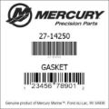 Bar codes for Mercury Marine part number 27-14250