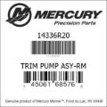 Bar codes for Mercury Marine part number 14336R20