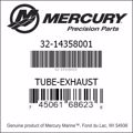 Bar codes for Mercury Marine part number 32-14358001