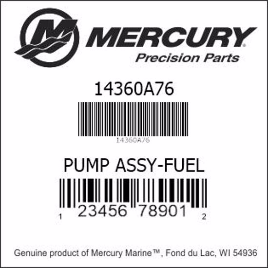 Bar codes for Mercury Marine part number 14360A76