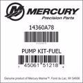 Bar codes for Mercury Marine part number 14360A78