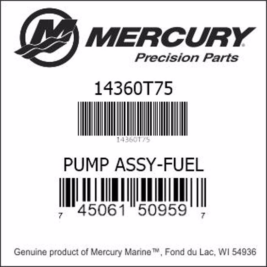 Bar codes for Mercury Marine part number 14360T75