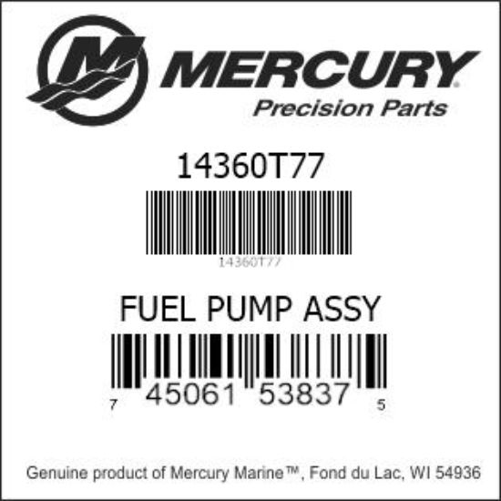 Bar codes for Mercury Marine part number 14360T77