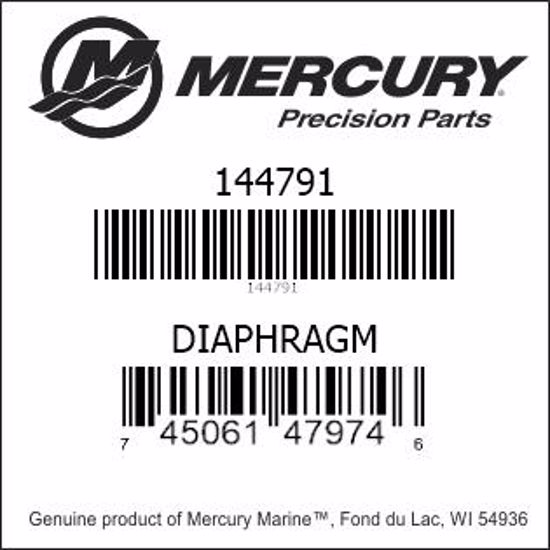 Bar codes for Mercury Marine part number 144791