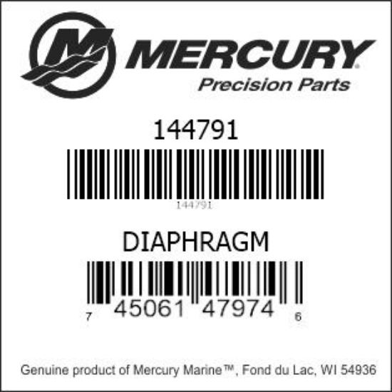 Bar codes for Mercury Marine part number 144791