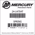 Bar codes for Mercury Marine part number 24-14754T