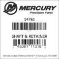 Bar codes for Mercury Marine part number 14761