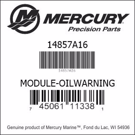 Bar codes for Mercury Marine part number 14857A16