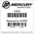 Bar codes for Mercury Marine part number 14902