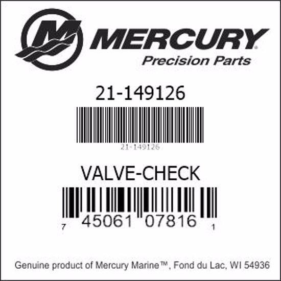 Bar codes for Mercury Marine part number 21-149126