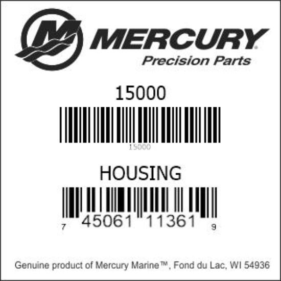 Bar codes for Mercury Marine part number 15000
