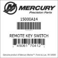 Bar codes for Mercury Marine part number 15000A14