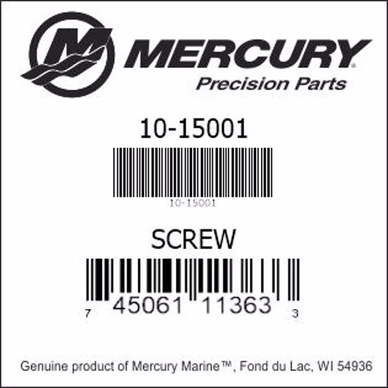 Bar codes for Mercury Marine part number 10-15001