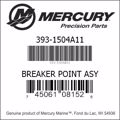 Bar codes for Mercury Marine part number 393-1504A11