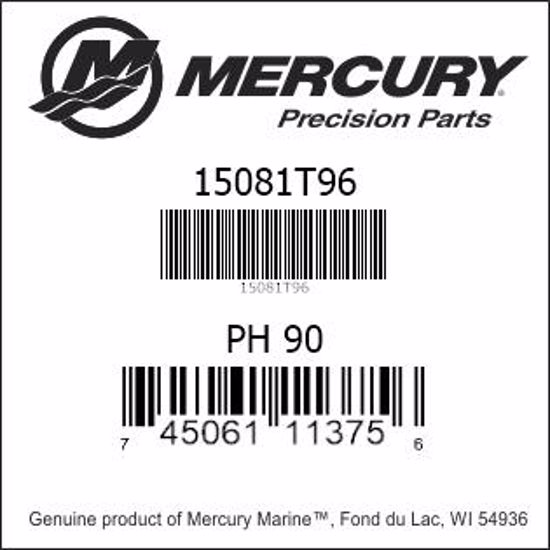 Bar codes for Mercury Marine part number 15081T96